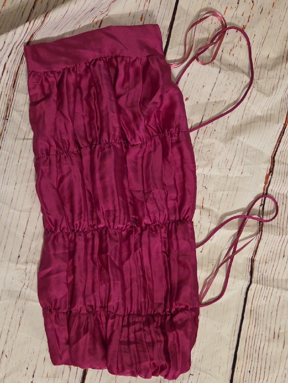 Zara Magenta Satin Top with Ruched Detail
